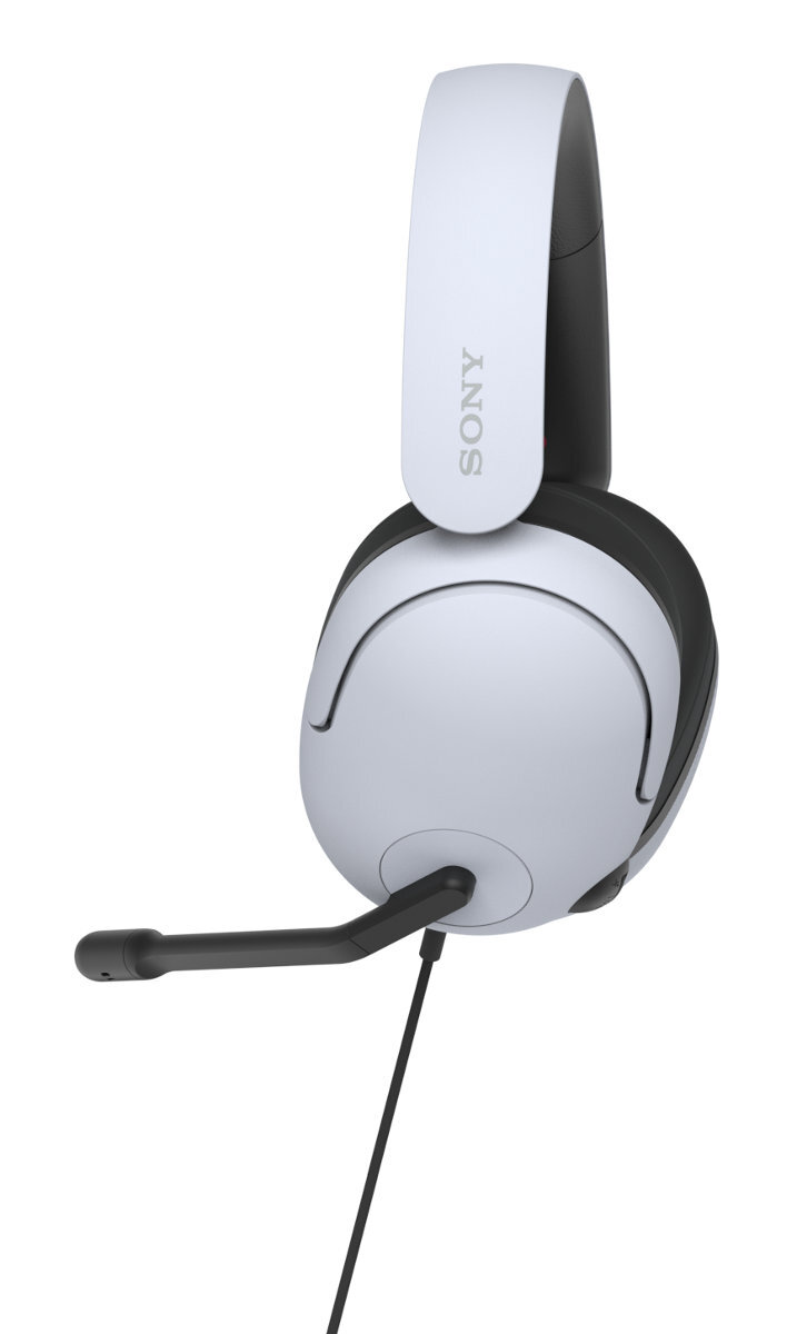 Biało-czarny zestaw słuchawkowy Sony z mikrofonem.