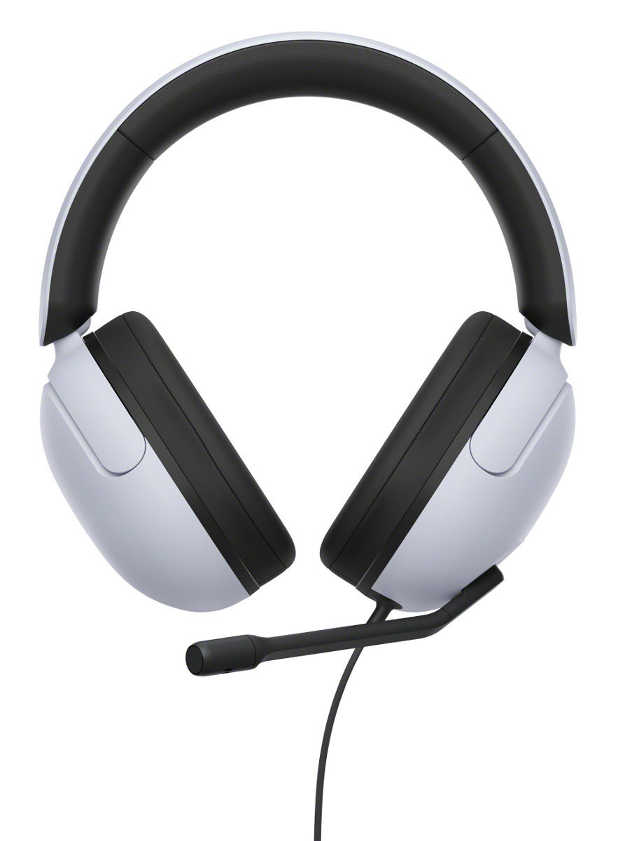 Biało-czarny zestaw słuchawkowy dla graczy z mikrofonem.