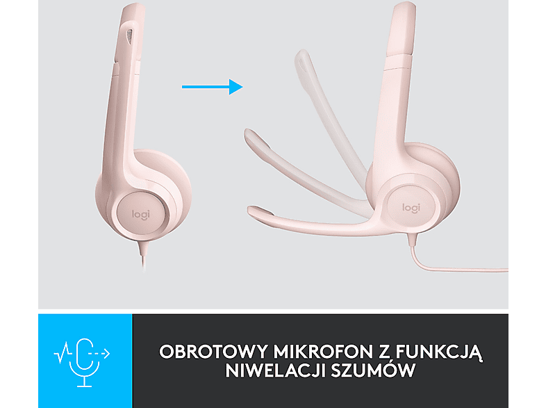 Logitech H390 USB Różowy – zdjęcie 2