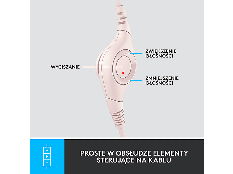 Logitech H390 USB Różowy – zdjęcie 3