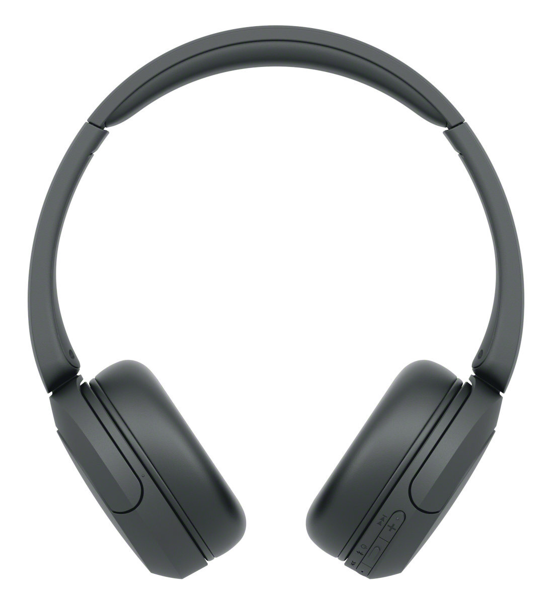 Słuchawki nauszne, ciemnoszary kolor, z przyciskami na prawym nauszniku.
