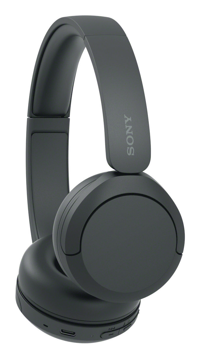 Czarne słuchawki Sony, widok z góry.