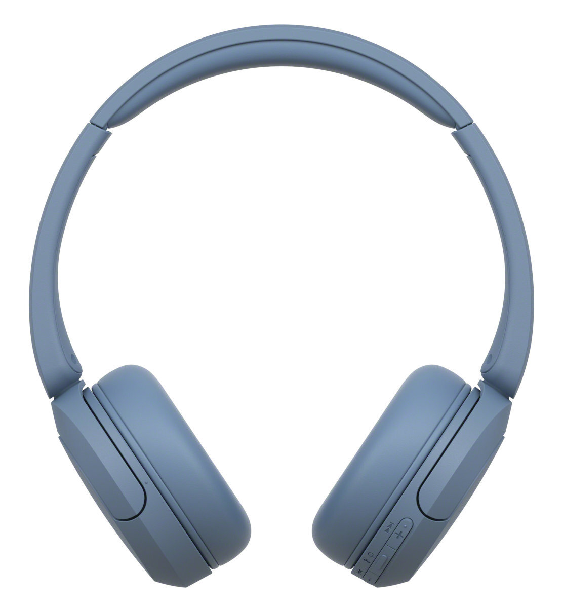 Niebieskie słuchawki nauszne, widok z góry.