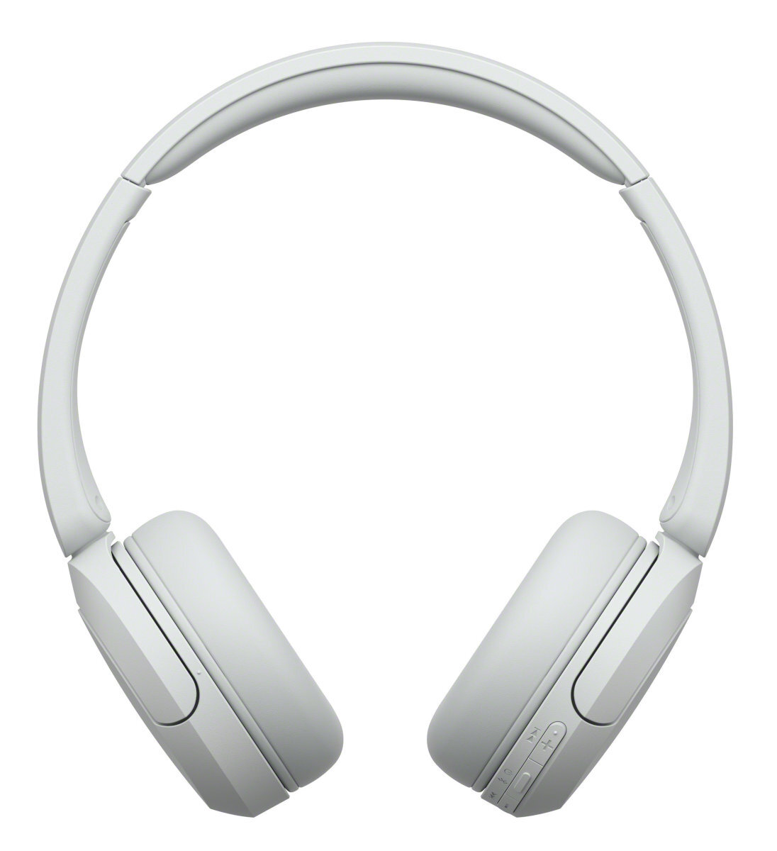 Białe słuchawki, widok z góry.