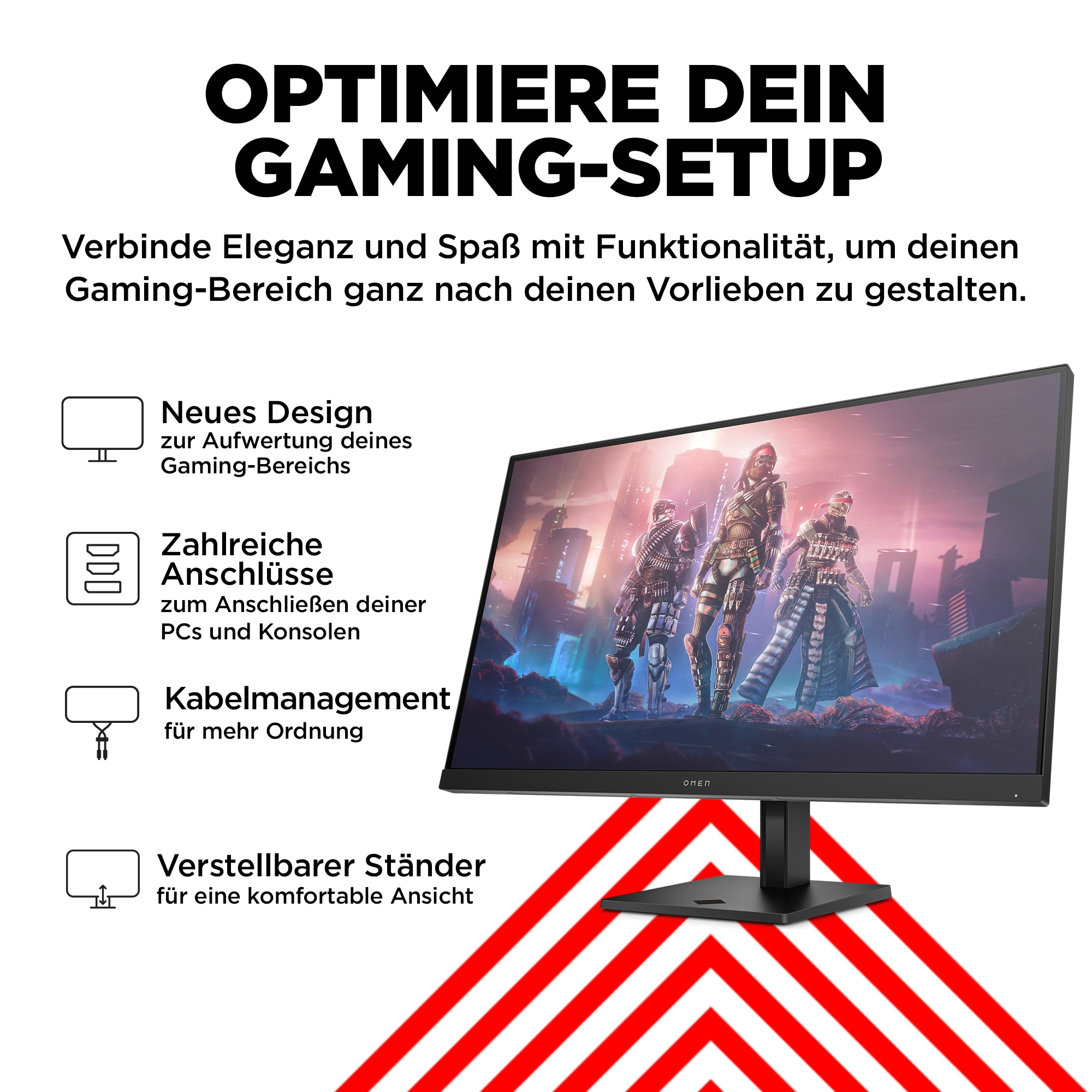 Ein Computermonitor, der ein Gaming-Setup mit Text anzeigt.