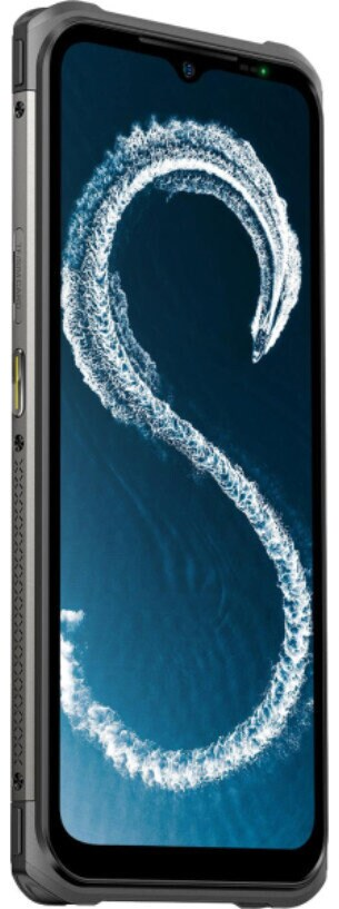 Smartfon wyświetla niebieski ocean z białym śladem tworzącym dużą, stylizowaną literę 'S'.