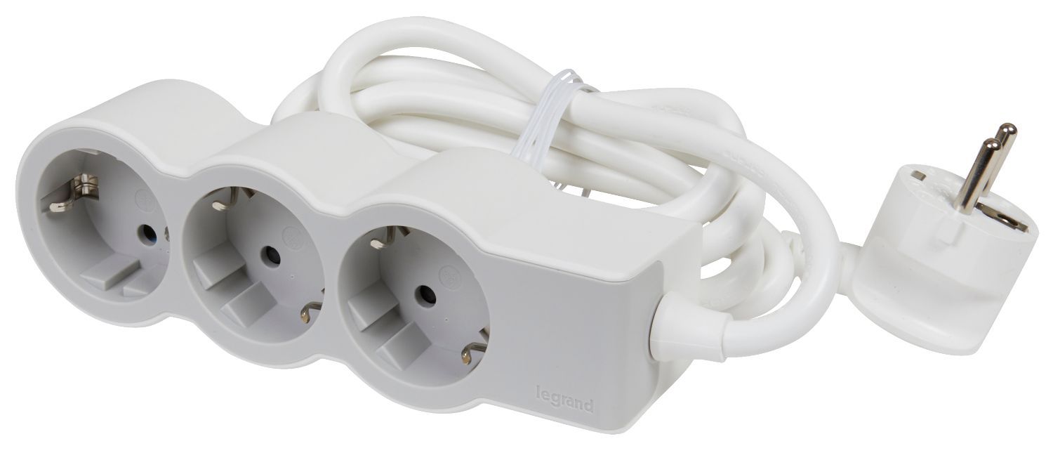 LEGRAND elosztósor Standard 3x2P+F, 1,5 méter, fehér-szürke (694549)
