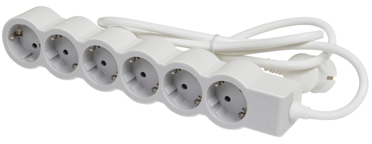 LEGRAND elosztósor Standard 6x2P+F, 1,5 méter, fehér-szürke (694557)