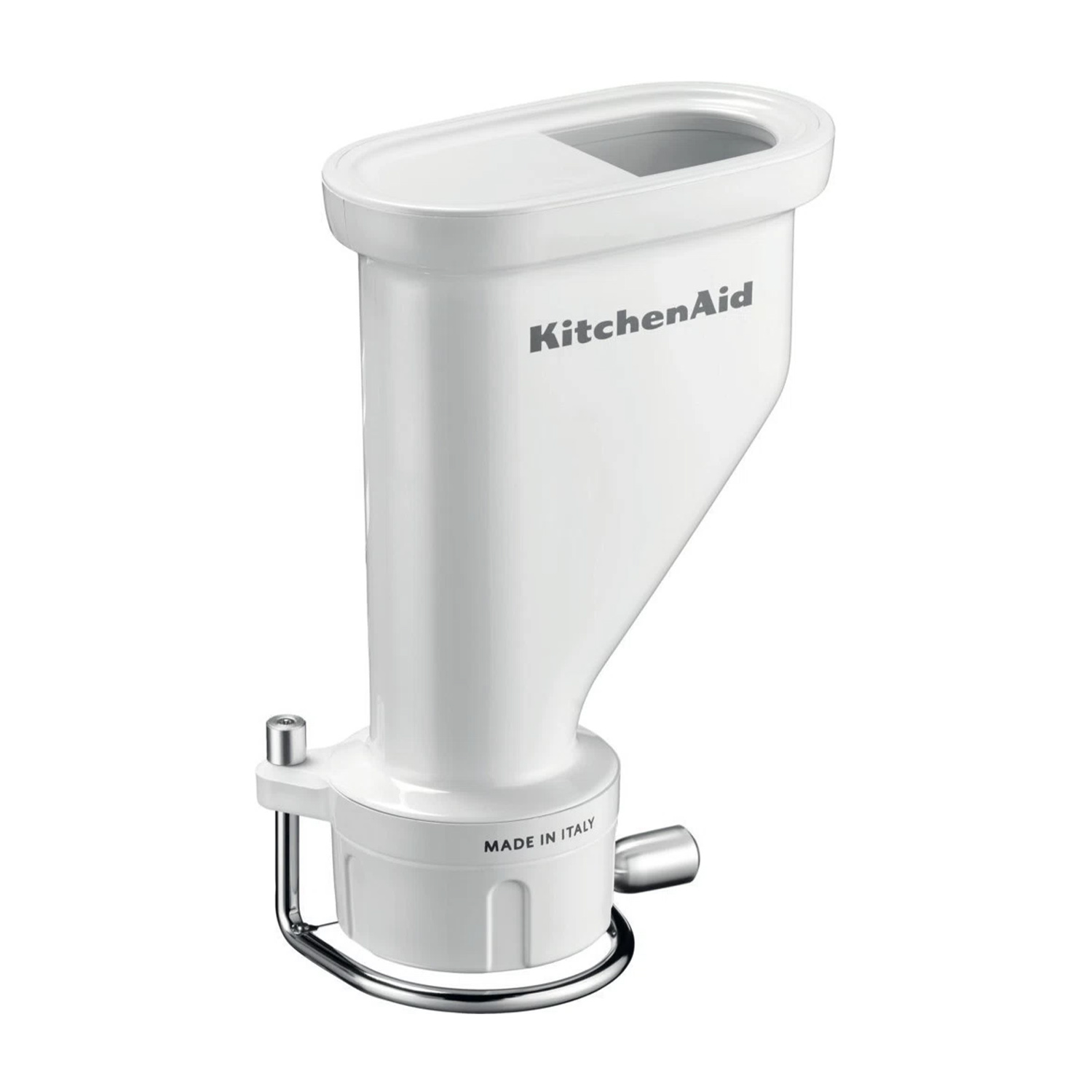 Accessorio KitchenAid bianco. Il marchio è visibile.