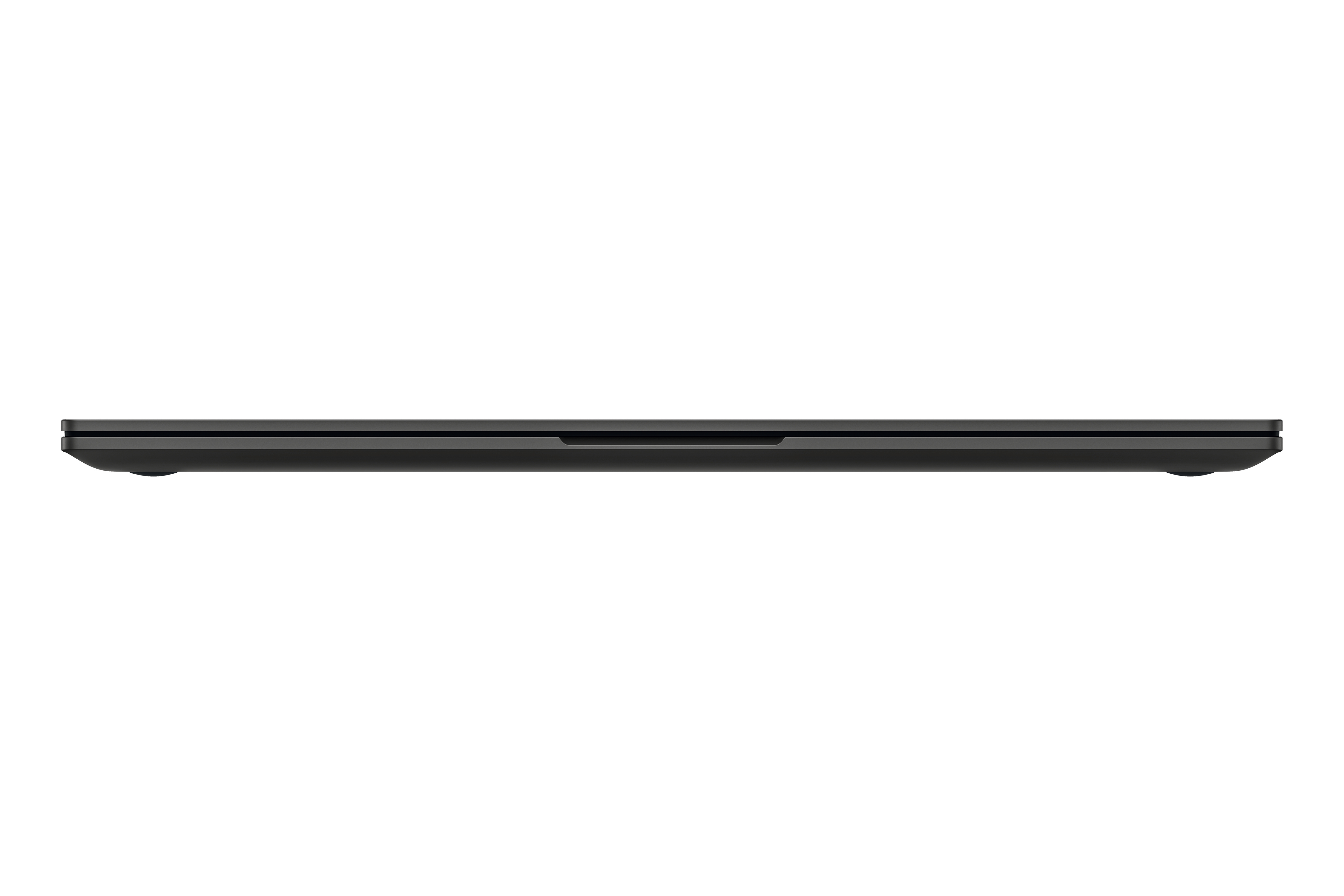 Seitenansicht eines schwarzen Laptops. Der Bildschirm ist geschlossen.