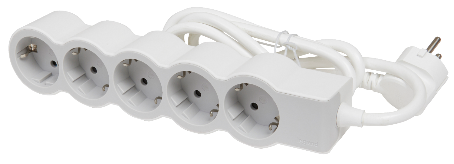 LEGRAND elosztósor Standard 5x2P+F, 5 méter, fehér-szürke (694571)