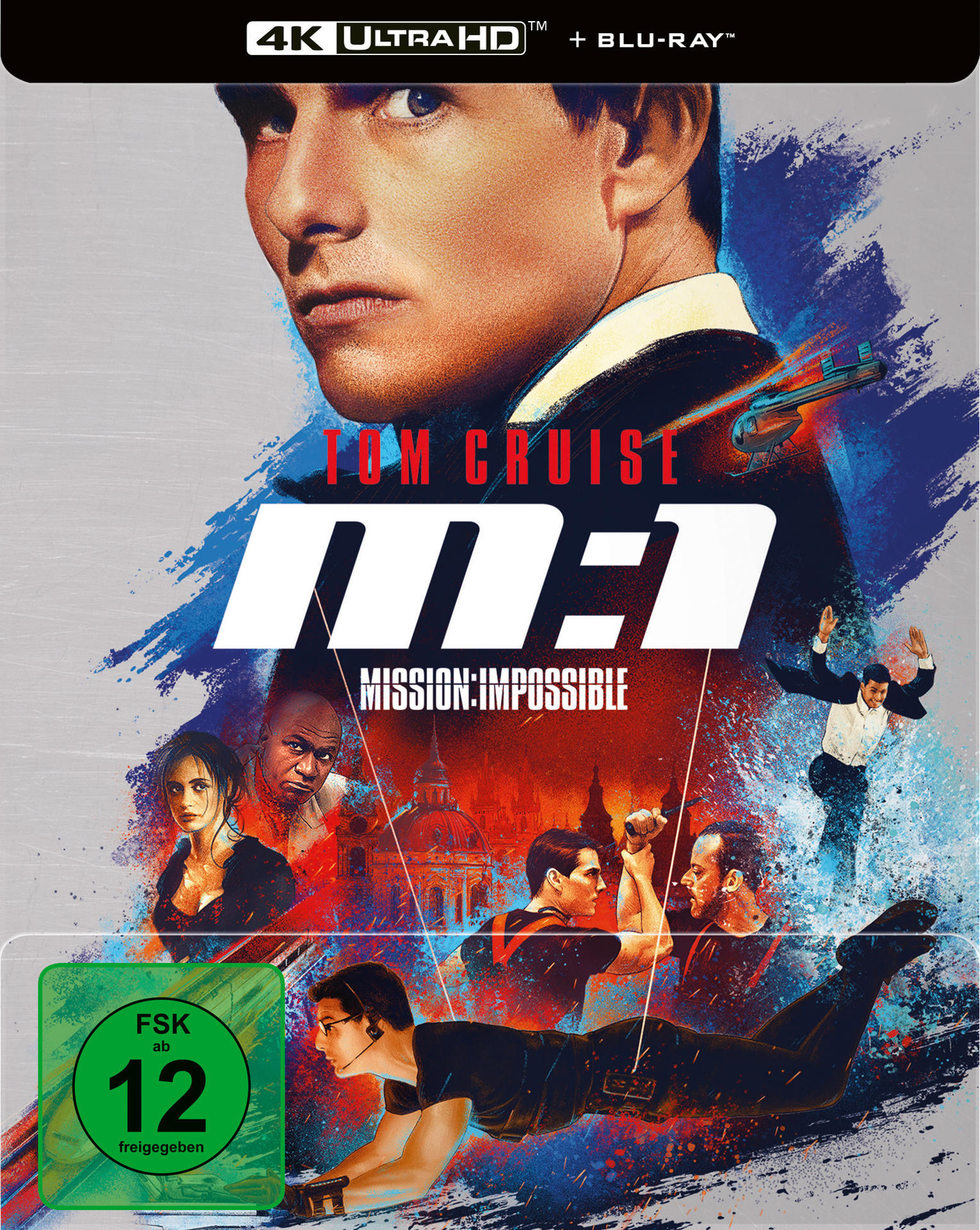 Mission: Impossible Filmcover mit Tom Cruise. Action-Szene-Collage mit FSK 12 Logo.