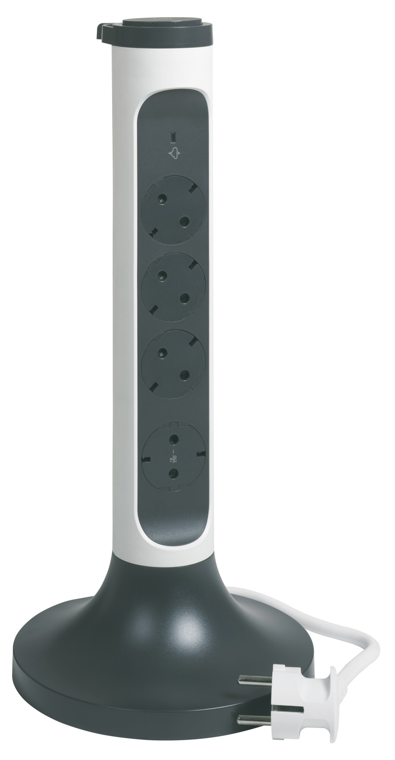 LEGRAND elosztótorony, 4x2P+F, túlfeszültség-védelemmel, 2 méter, fehér-fekete (694505)