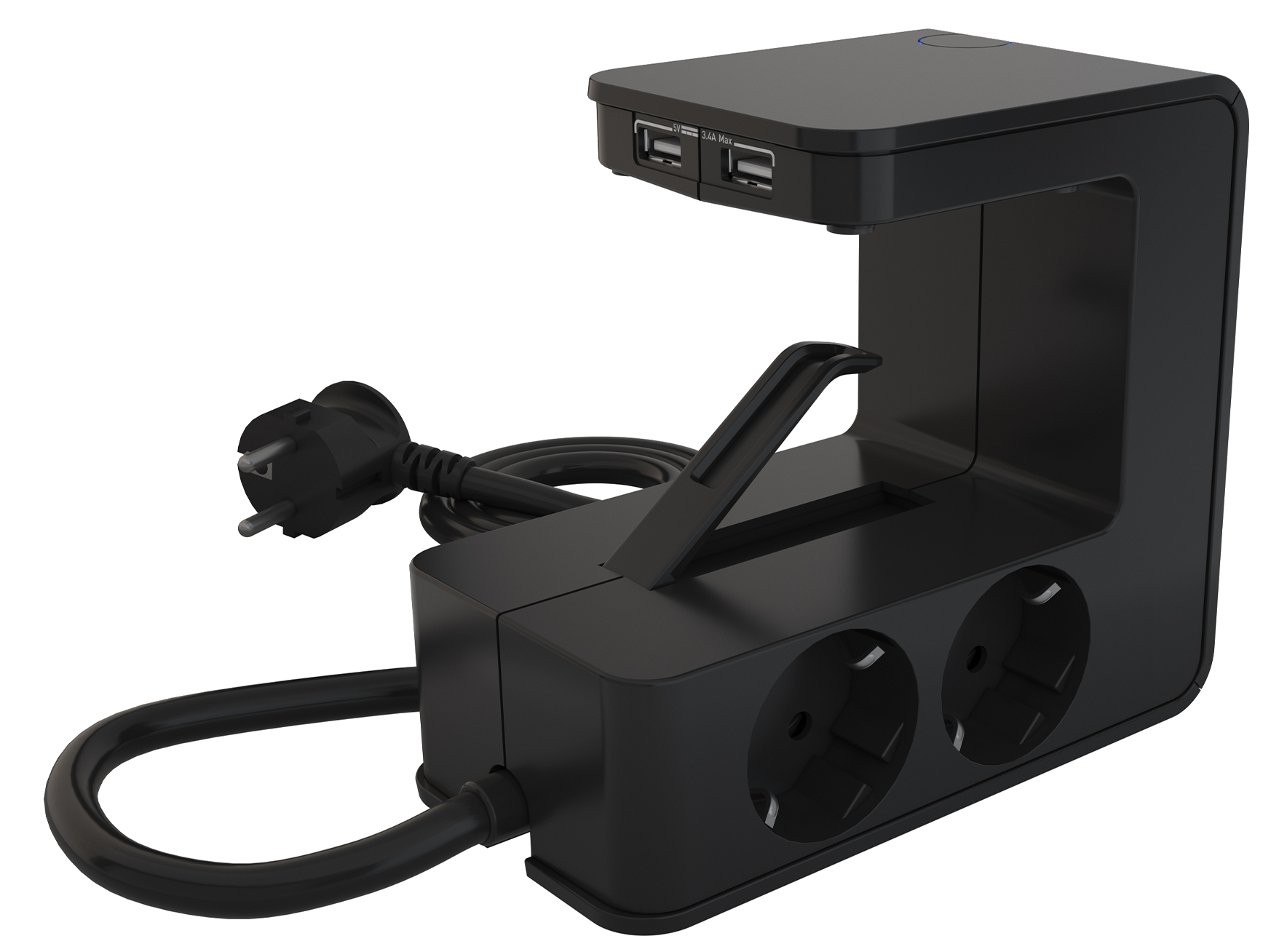 LEGRAND asztalra rögzíthető elosztó 4x2P+F, 2xUSB-A, 1.5 méter, fekete (694812)