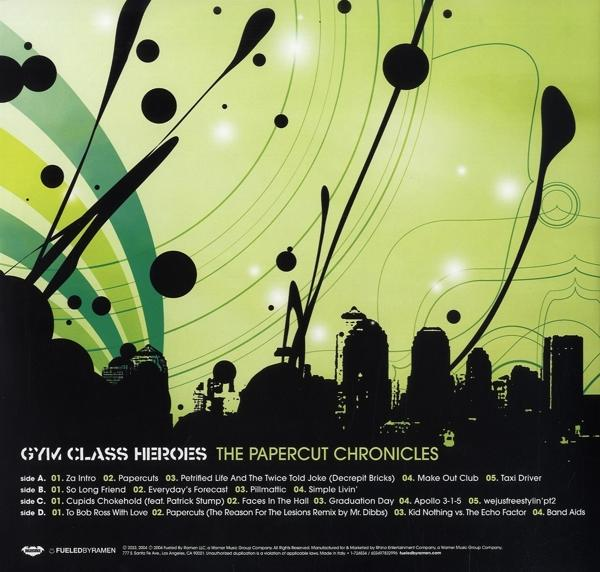 Albumcover: Gym Class Heroes' 'The Papercut Chronicles' mit Titelliste.