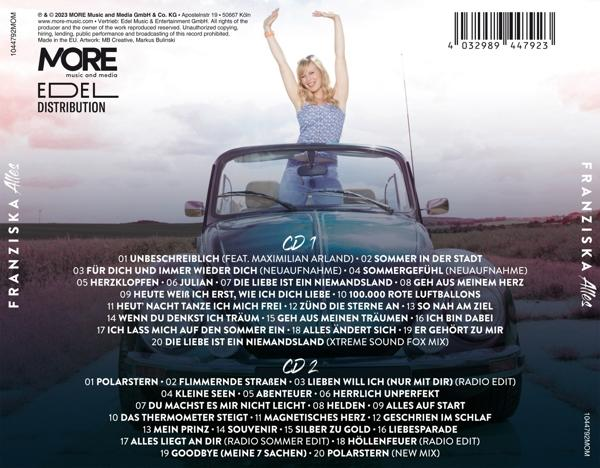 Die Rückseite einer Musik-CD mit einem Foto einer Frau. Die CD hat Songtitel und einen Copyright-Hinweis.