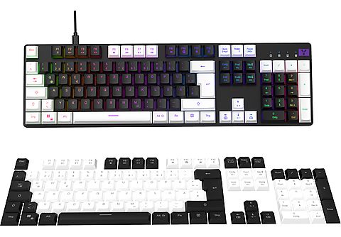 ISY IGK-6000, Gaming Tastatur, Mechanisch, Outemu Red, Kabelgebunden,  Schwarz/Weiß
