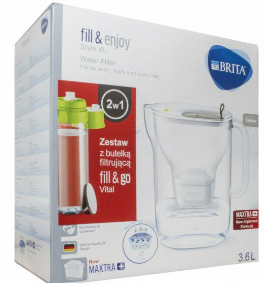 Dzbanek filtrujący BRITA Style XL + butelka filtrująca BRITA Limonka