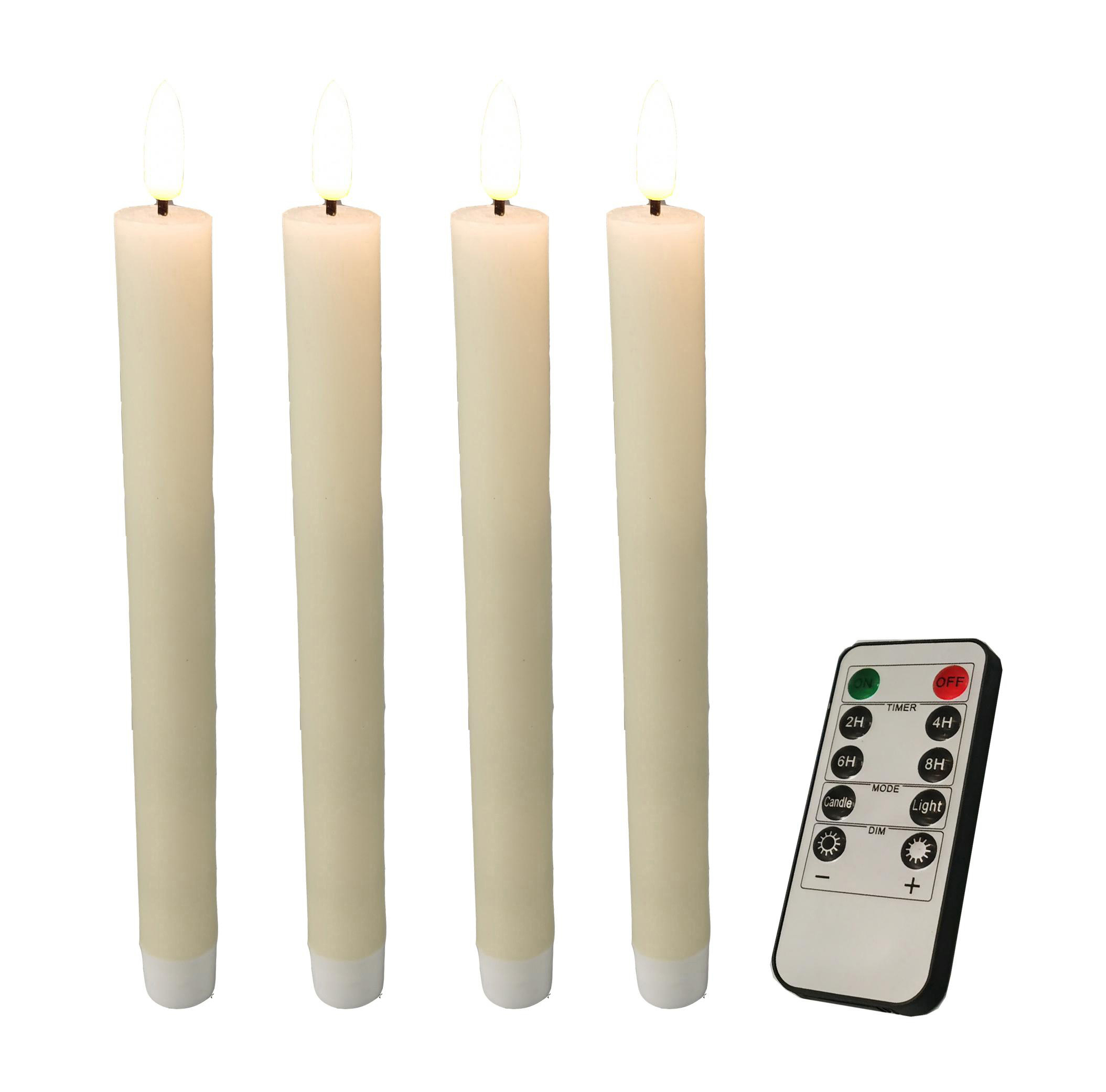 Weiß, LED-Echtwachs Kerze, 4er Warmweiß Set FHS