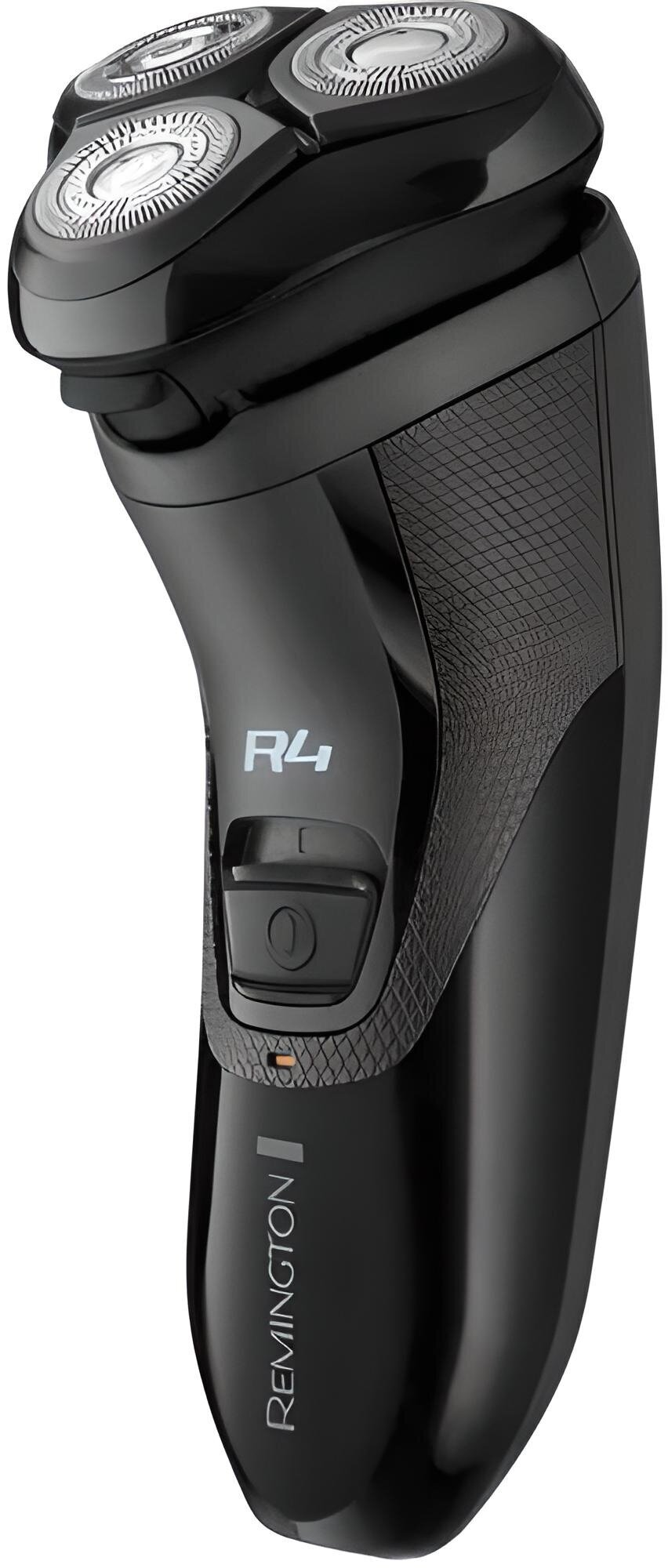 Czarna golarka elektryczna z trzema głowicami i logo Remington.