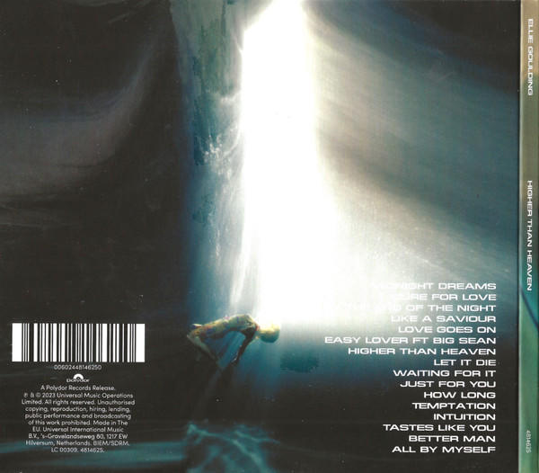 CD-Cover mit Ellie Goulding, Higher Than Heaven, und Text.