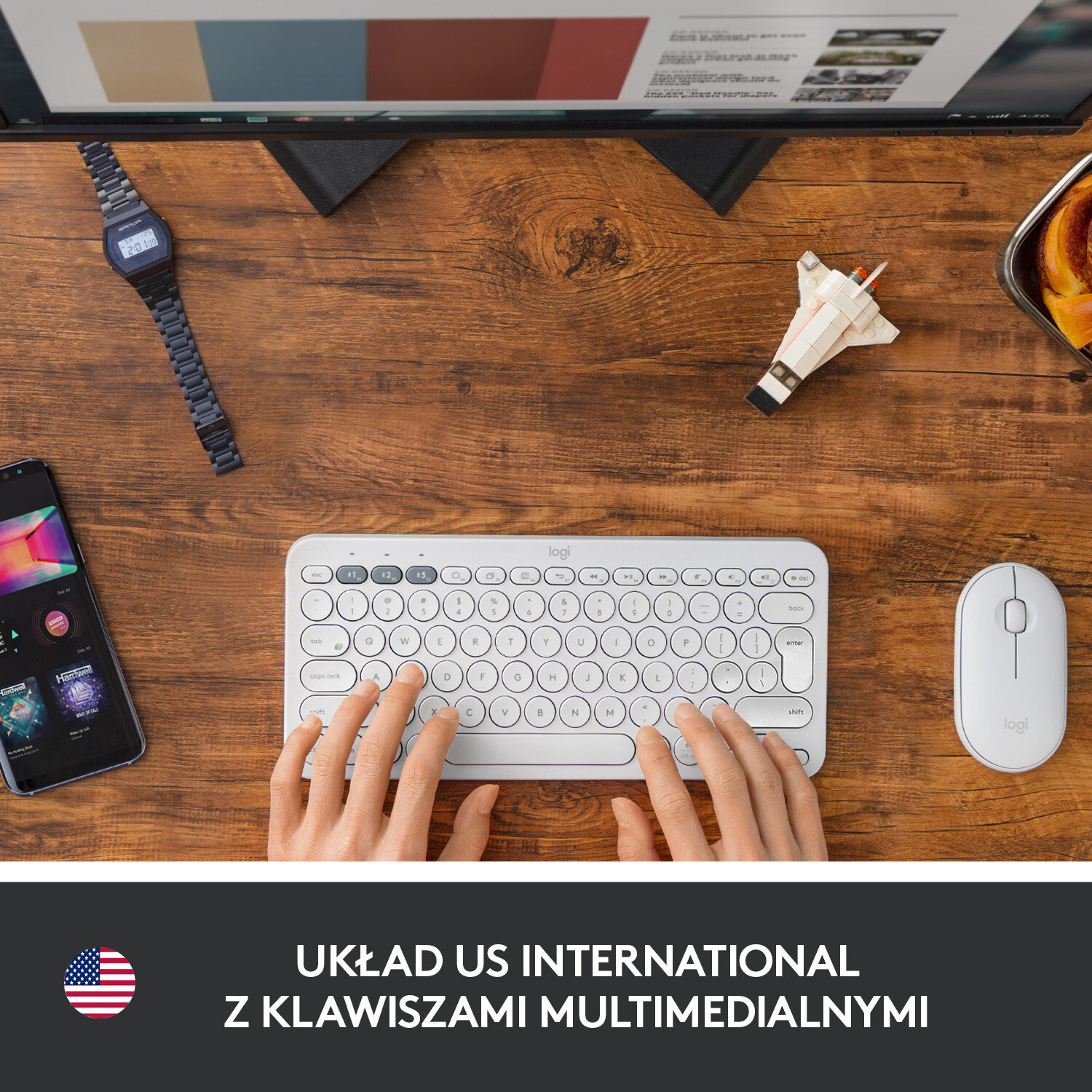 Klawiatura bezprzewodowa LOGITECH K380 do urządzeń Mac Biały 920-010407