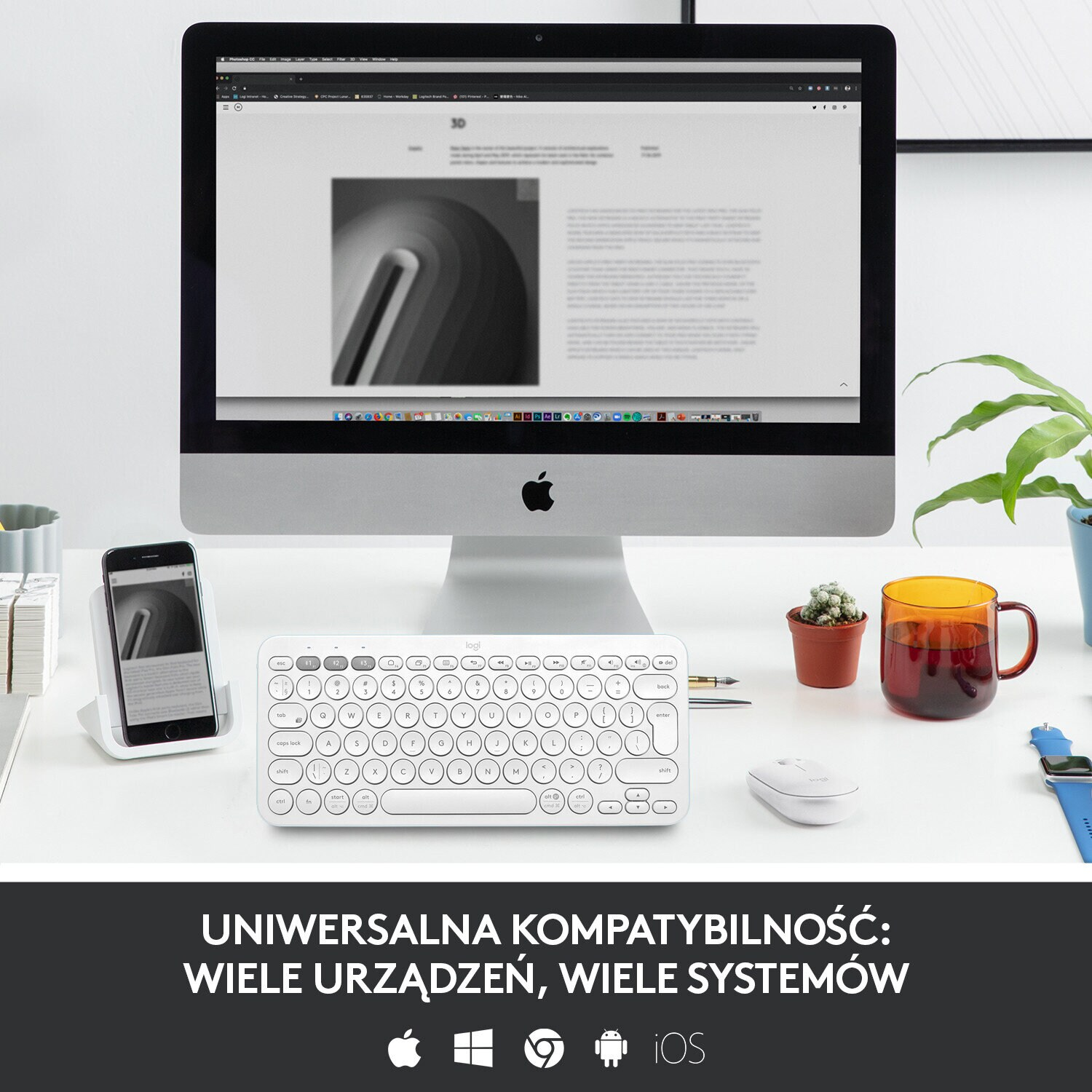 Klawiatura bezprzewodowa LOGITECH K380 do urządzeń Mac Biały 920-010407
