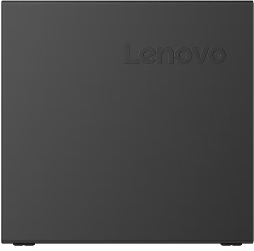 Schwarzer Lenovo Laptop mit eingeprägtem Logo oben rechts.