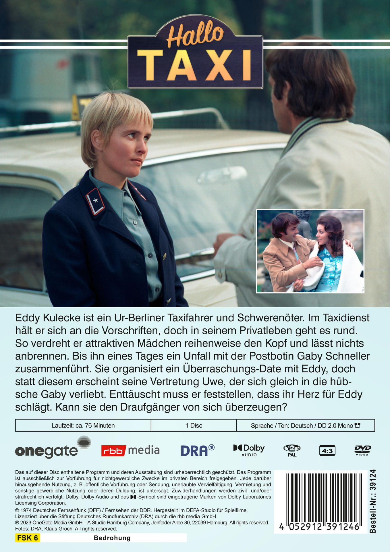 Die Rückseite einer Hallo Taxi DVD-Hülle.