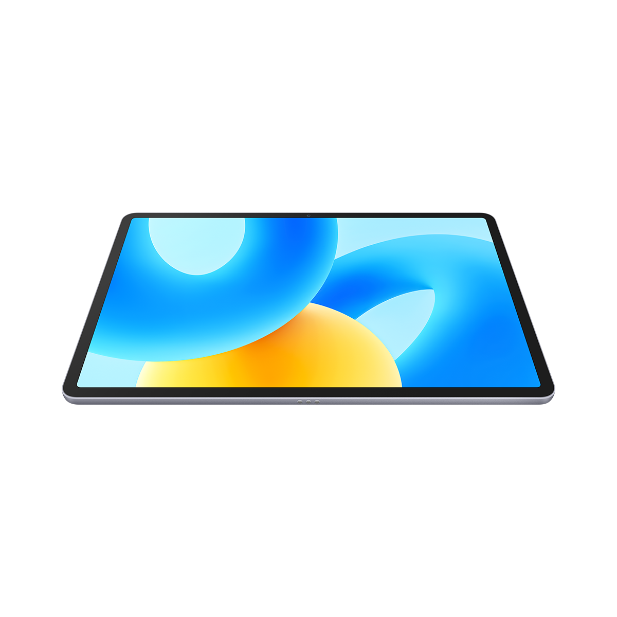 Siyah bir arka plan üzerinde mavi ve sarı soyut bir arka plana sahip tablet.