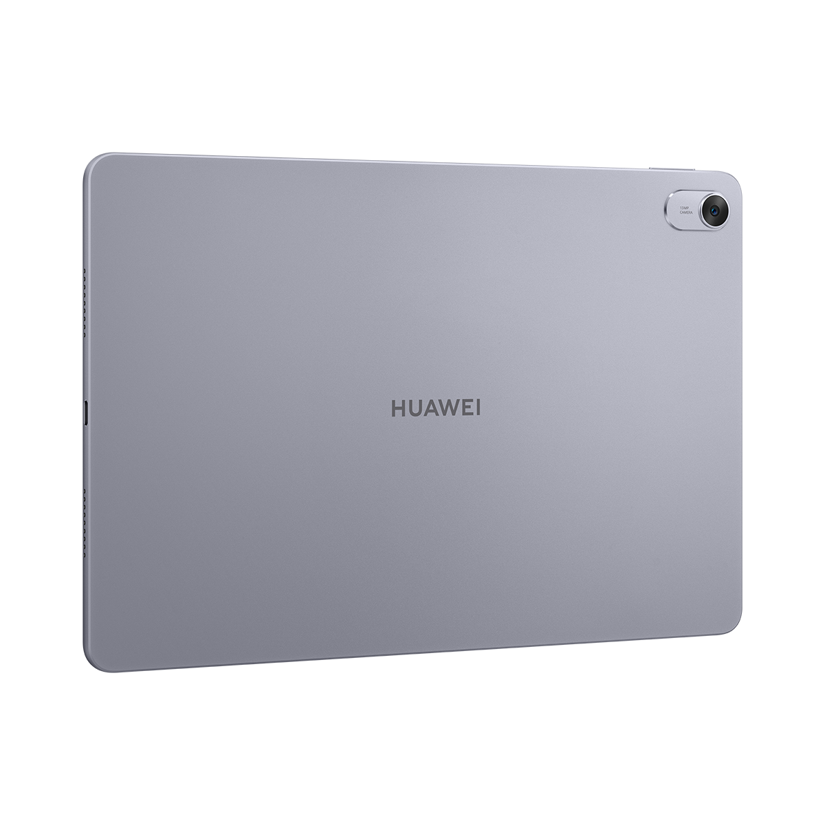 Arkada HUAWEI yazılı gümüş bir tablet, siyah arka plan.