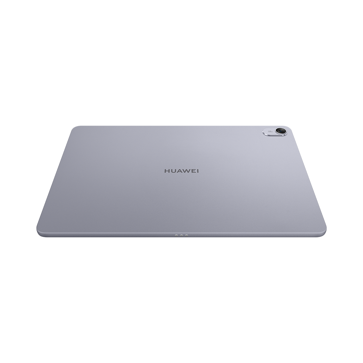 Siyah arka planda gri bir tablet, arka kamerayı göstermek için açılı.