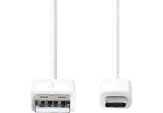 NEDIS USB töltő és adatkábel, USB 2.0, USB Type-C / USB-A, 1m, 60W, fehér (CCGB60600WT10)