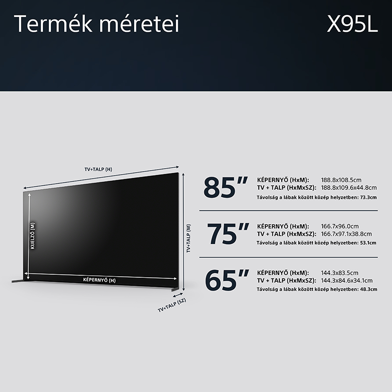 SONY XR-65X95L 4K HDR Ultra HD BRAVIA XR™ Google TV, Mini LED Smart televízió ECO pack, 164 cm