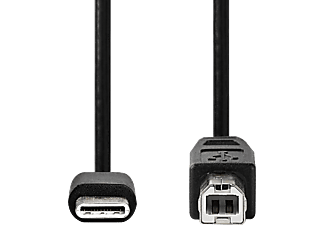 NEDIS USB töltő és adatkábel, USB 2.0, USB Type-C / USB-B (CCGB60650BK20)