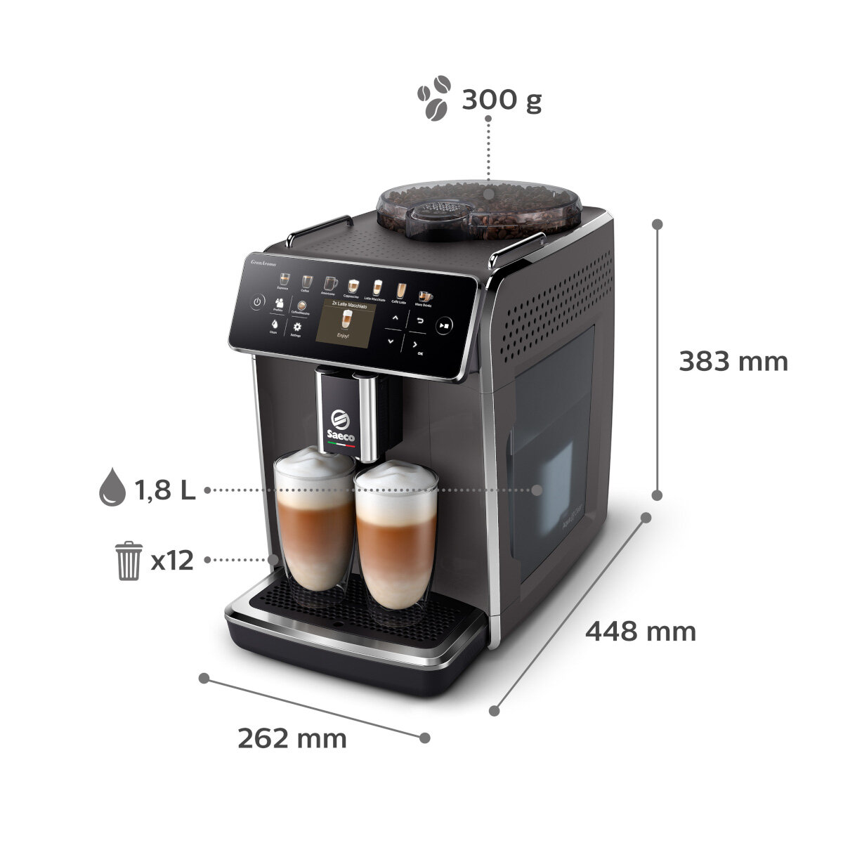 Miętowa ekspres do kawy Smeg z ręką spieniającą mleko w stalowym dzbanku.