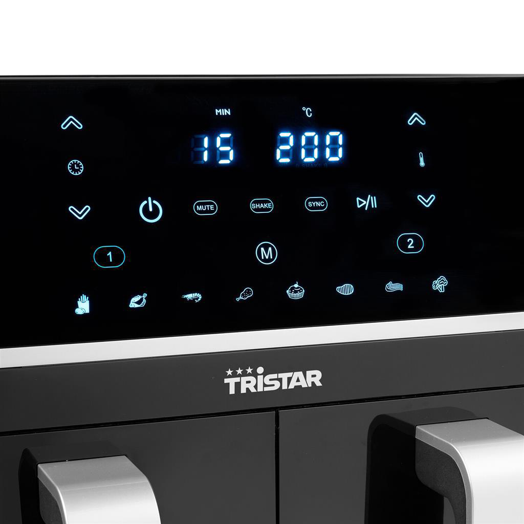 TRISTAR FR-6970 Doppelkorb-Heißluftfritteuse (9 l, 1800 Watt, Schwarz)