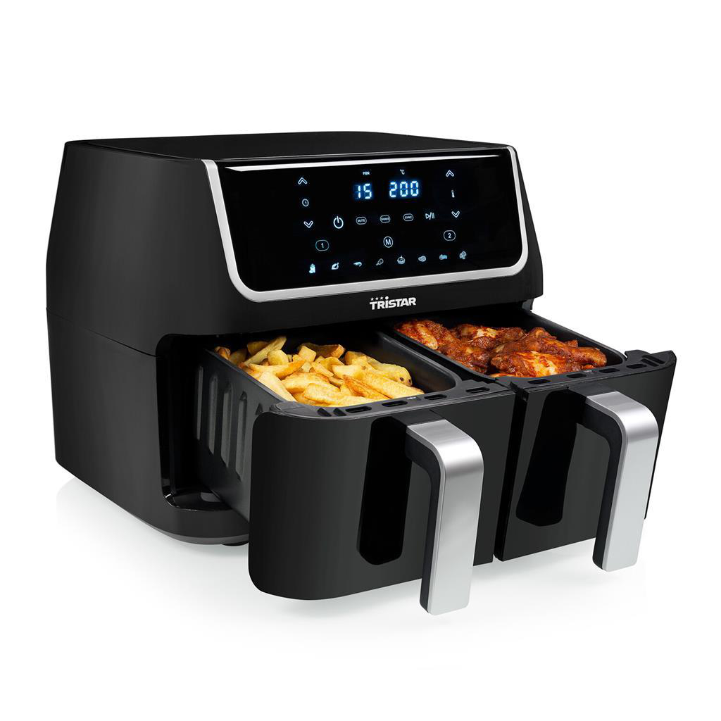 TRISTAR FR-6970 Doppelkorb-Heißluftfritteuse (9 l, 1800 Watt, Schwarz)