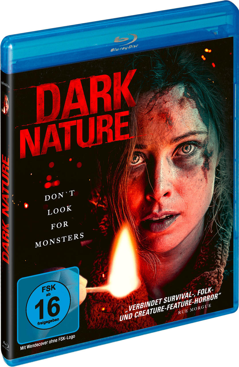 Dark Nature Blu-ray-Hülle mit erschrockener Frau.