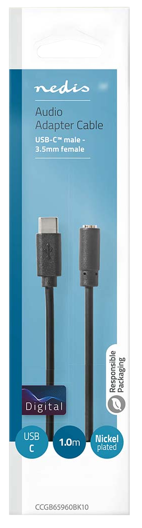 NEDIS USB-C adapter, USB 2.0, USB Type-C / 3,5 mm Jack aljzat, 1m (CCGB65960BK10)