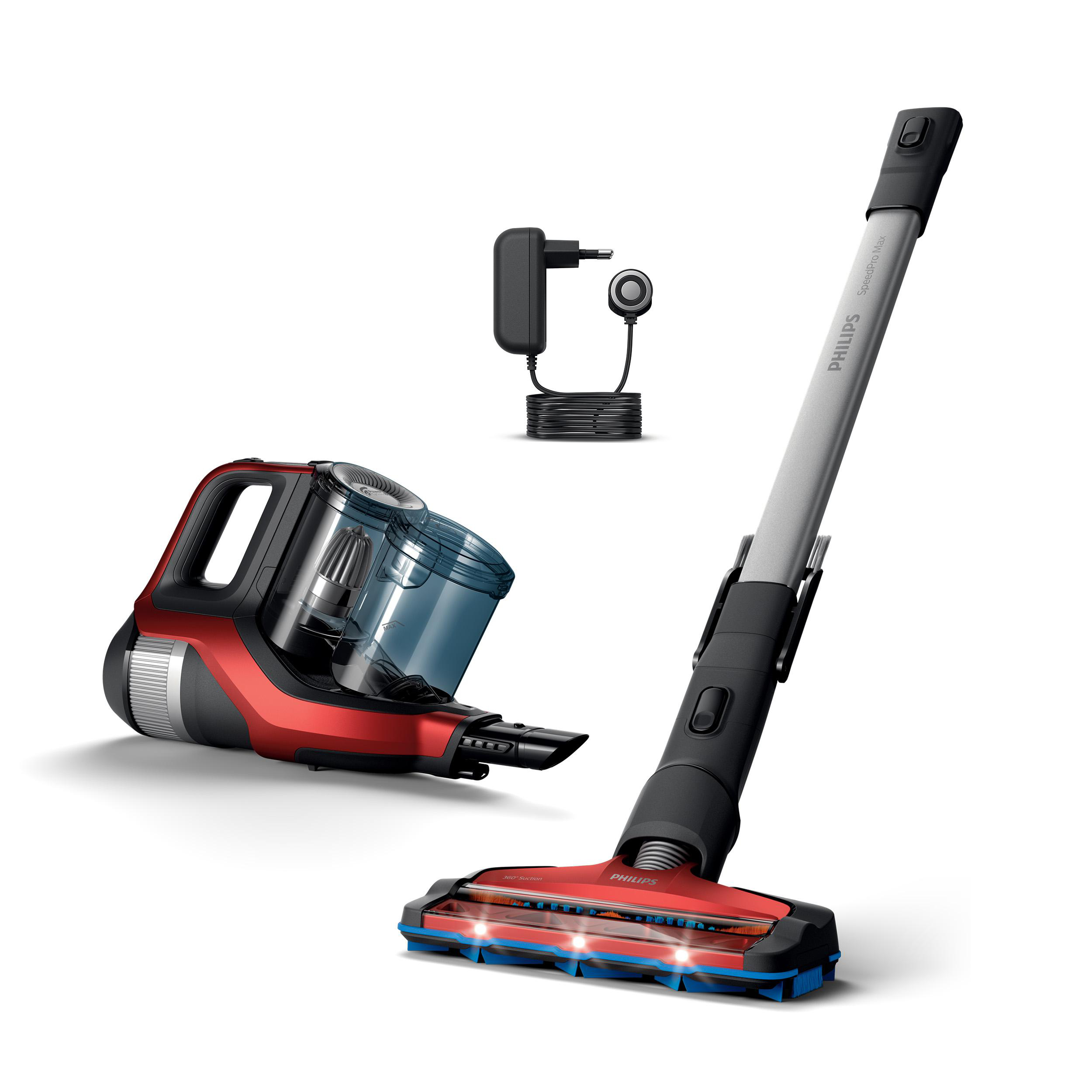PHILIPS XC7042/01 Staubsauger (600 ml, Akkulaufzeit: 65 min, Twist Red)