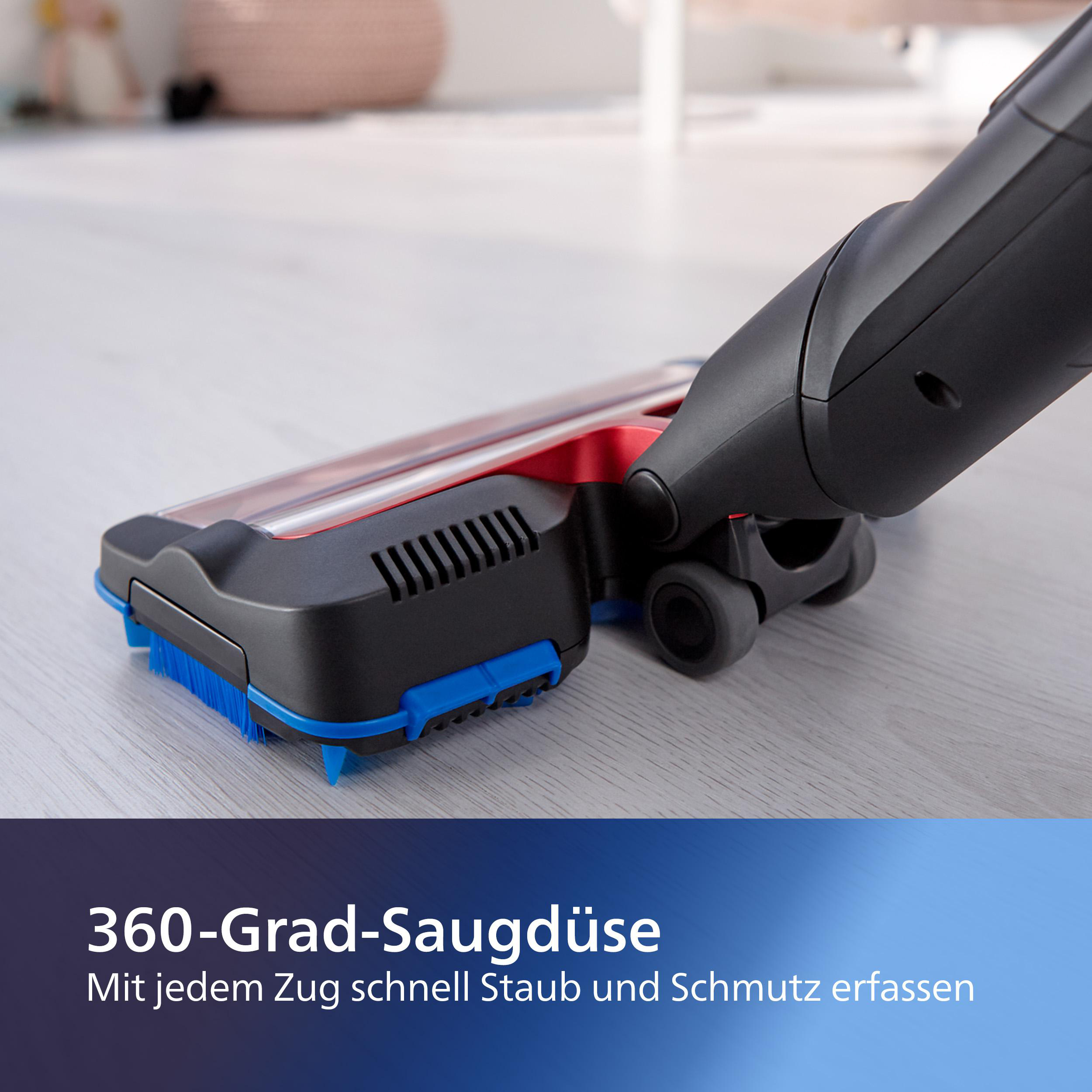 PHILIPS XC7042/01 Staubsauger (600 ml, Akkulaufzeit: 65 min, Twist Red)