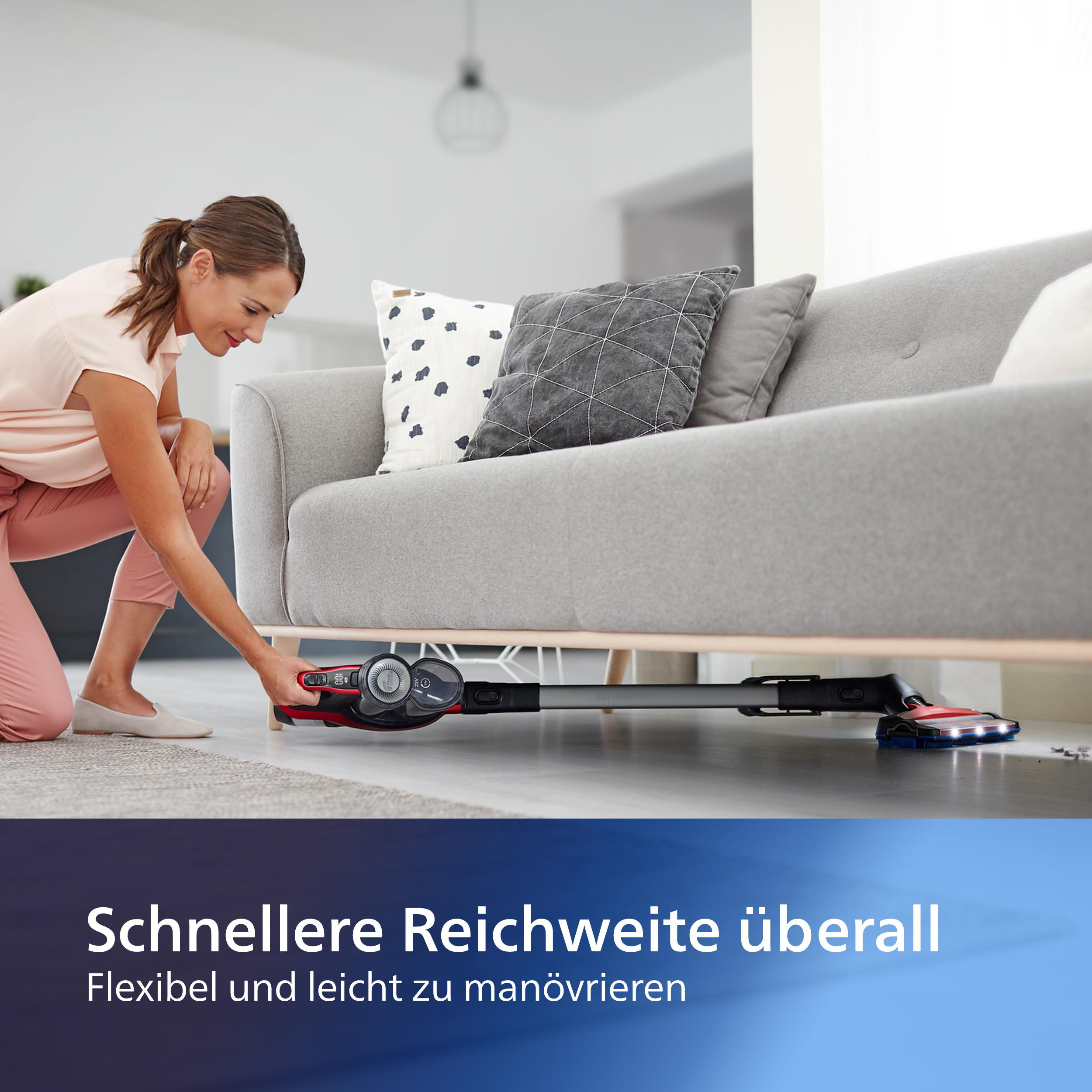 PHILIPS XC7042/01 Staubsauger (600 ml, Akkulaufzeit: 65 min, Twist Red)