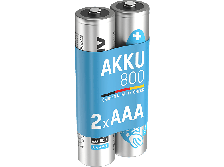 ANSMANN 5030982 NiMH Akku Micro AAA 800mAh maxE Batterie (wiederaufladbar), Ni-MH, 1.2 Volt, 800 mAh 2 Stück