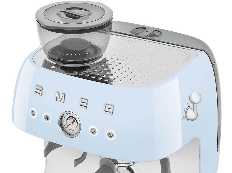 Smeg EGF 03 PBEU 50's Style Espressomaschine mit Siebträger (Pastellblau, Edelstahlmahlwerk/Kegel, 1650 Watt, 20 bar) — Foto 5 von 5