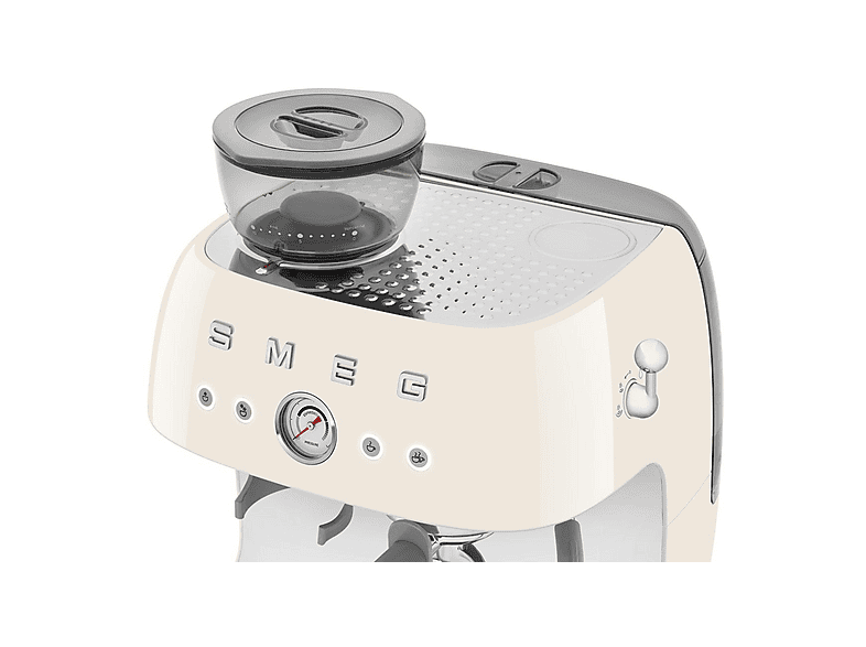 Smeg EGF03CREU 50's Style Espressomaschine mit Siebträger (Creme, Edelstahlmahlwerk/Kegel, 1650 Watt, 20 bar) — Foto 5 von 5