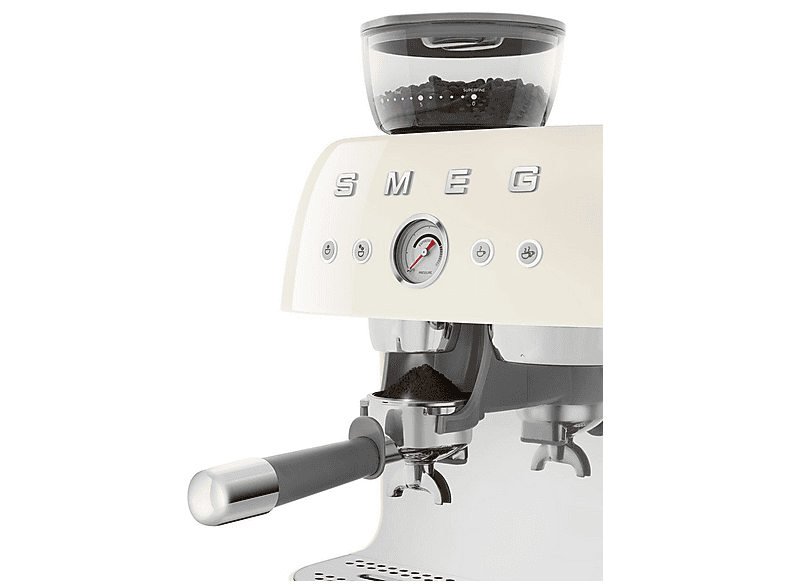 Smeg EGF03CREU 50's Style Espressomaschine mit Siebträger (Creme, Edelstahlmahlwerk/Kegel, 1650 Watt, 20 bar) — Foto 4 von 5