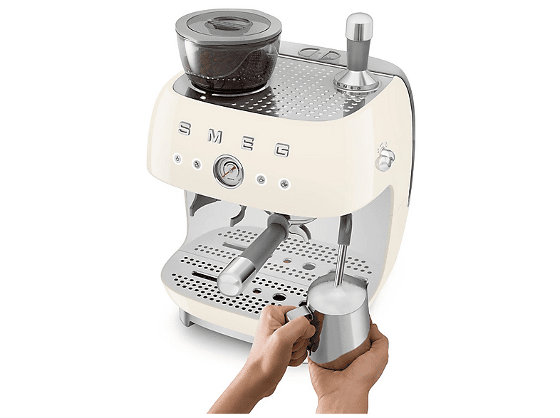 Smeg EGF03CREU 50's Style Espressomaschine mit Siebträger (Creme, Edelstahlmahlwerk/Kegel, 1650 Watt, 20 bar) — Foto 3 von 5