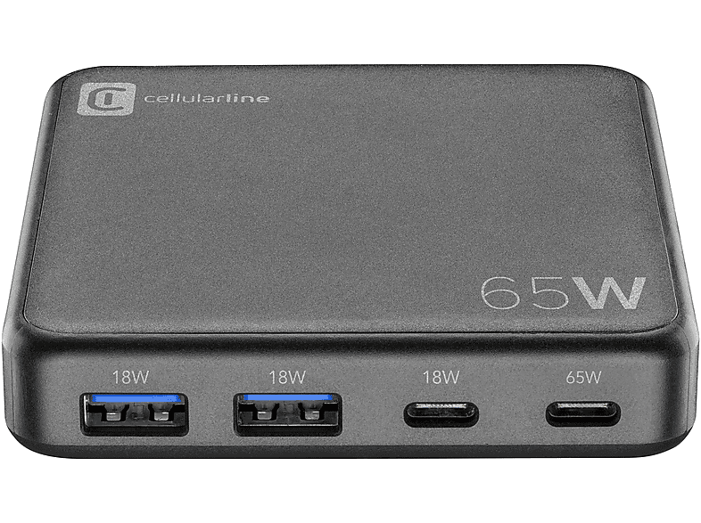 CELLULARLINE Multipower 4 Portlu Gan 65W Şarj Cihazı Siyah_1