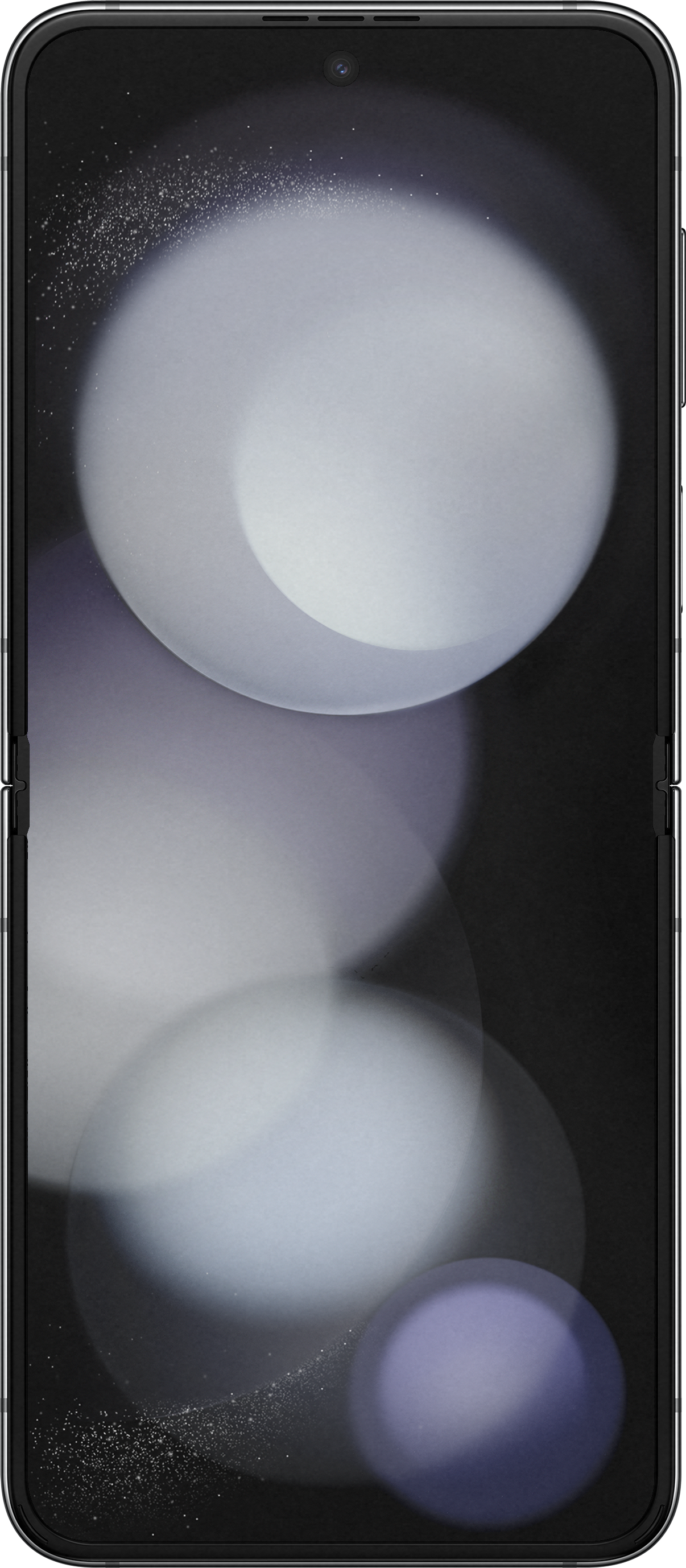 Smartphone mit reflektierendem Bildschirm. Verschwommener Hintergrund aus kreisförmigen Formen.